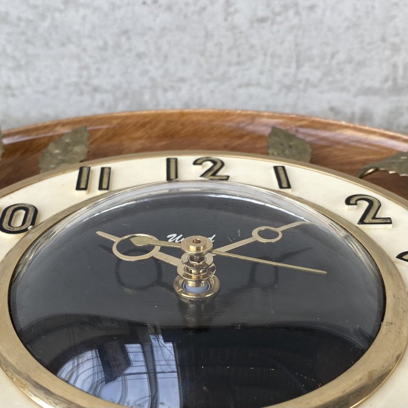 画像10: VINTAGE ANTIQUE WALL CLOCK UNITED ヴィンテージ アンティーク ウォールクロック 壁掛け時計 / インテリア ミッドセンチュリー リーフ 葉っぱ ブラウン 茶色 店舗什器 アメリカ USA