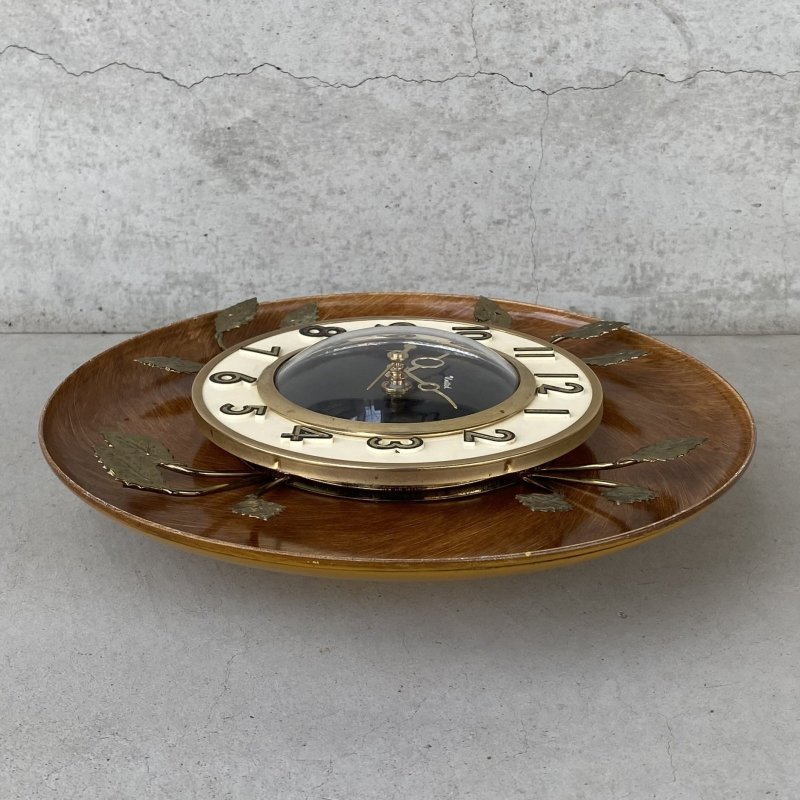 画像5: VINTAGE ANTIQUE WALL CLOCK UNITED ヴィンテージ アンティーク ウォールクロック 壁掛け時計 / インテリア ミッドセンチュリー リーフ 葉っぱ ブラウン 茶色 店舗什器 アメリカ USA