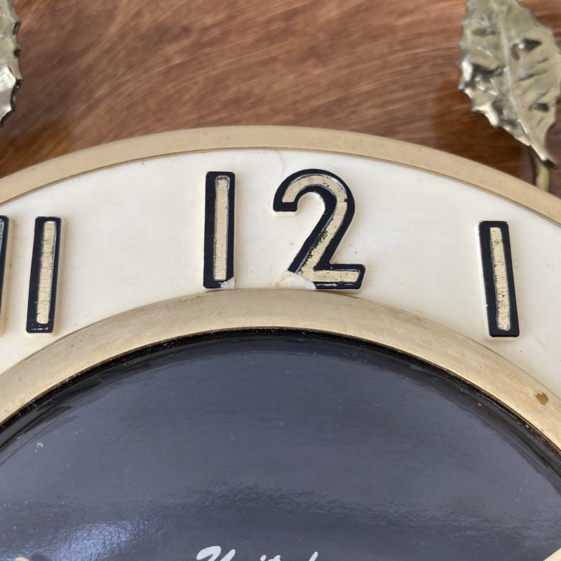画像8: VINTAGE ANTIQUE WALL CLOCK UNITED ヴィンテージ アンティーク ウォールクロック 壁掛け時計 / インテリア ミッドセンチュリー リーフ 葉っぱ ブラウン 茶色 店舗什器 アメリカ USA
