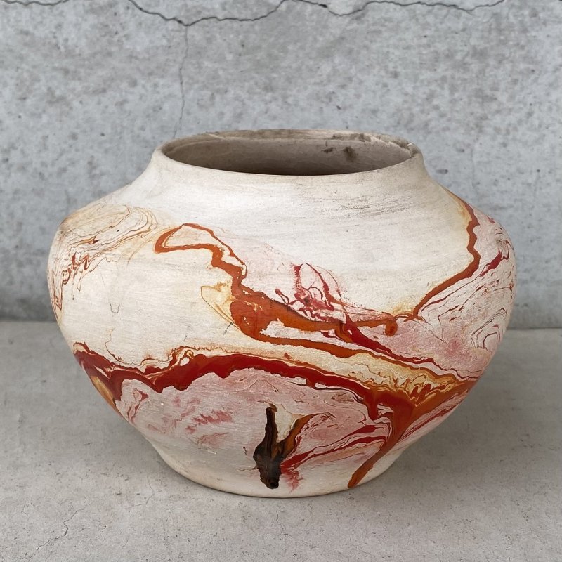 画像2: VINTAGE ANTIQUE NEMADJI POTTERY INDIAN ヴィンテージ アンティーク ネマジ ポタリー 陶器 花瓶 / インディアン コレクタブル オブジェ インテリア 鉢 壺 フラワーベース  赤色 アメリカ