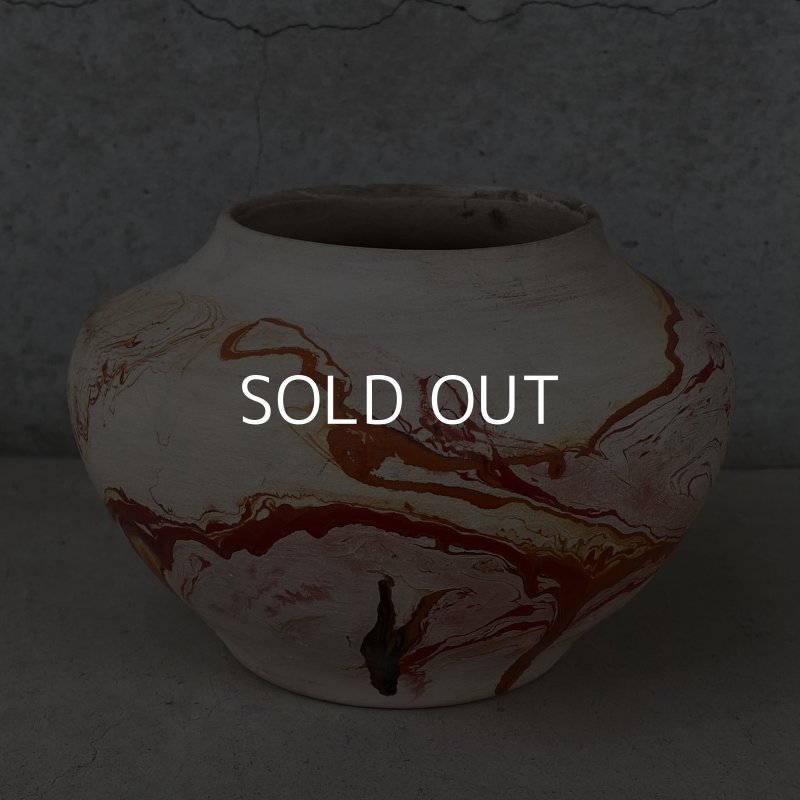 画像2: VINTAGE ANTIQUE NEMADJI POTTERY INDIAN ヴィンテージ アンティーク ネマジ ポタリー 陶器 花瓶 / インディアン コレクタブル オブジェ インテリア 鉢 壺 フラワーベース  赤色 アメリカ