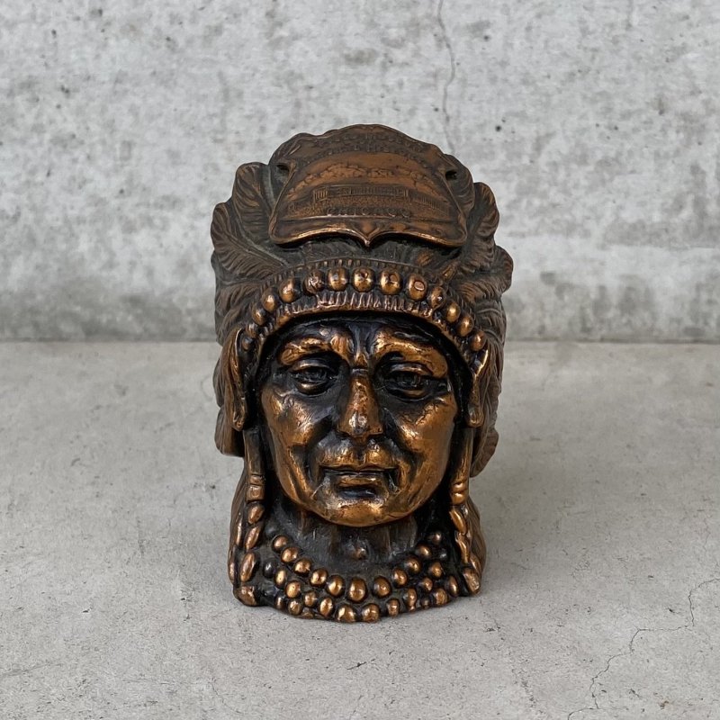 画像1: VINTAGE ANTIQUE INDIAN HEAD STATUE ヴィンテージ アンティーク インディアン オブジェ / コレクタブル インデアンヘッド スーベニア インテリア 置物 雑貨 ネイティブアメリカン アメリカ (1)