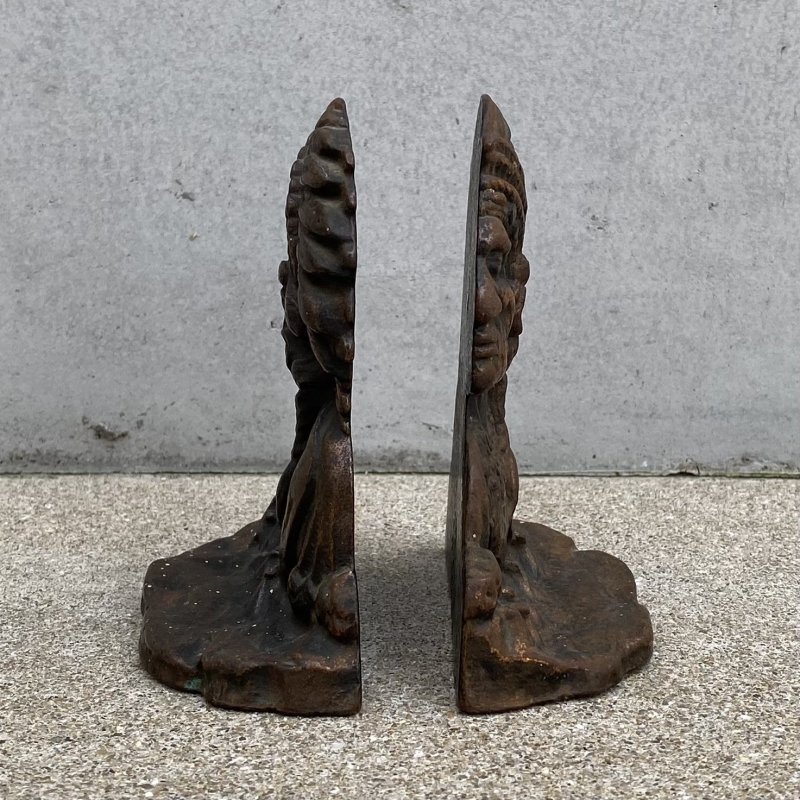 画像3: VINTAGE ANTIQUE INDIAN BOOKENDS ヴィンテージ アンティーク インディアン ブックエンド ブックスタンド / 本立て コレクタブル インテリア オブジェ ネイティブアメリカン アメリカ (2)
