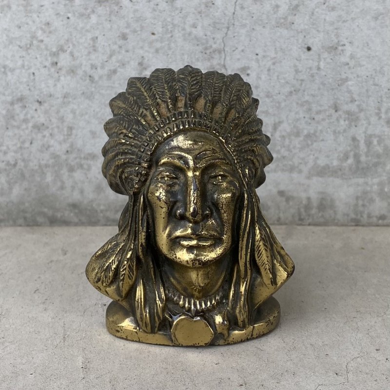 画像1: VINTAGE ANTIQUE INDIAN STATUE ヴィンテージ アンティーク インディアン オブジェ / コレクタブル インテリア インディアンヘッド 置物 雑貨 ネイティブアメリカン アメリカ (3)