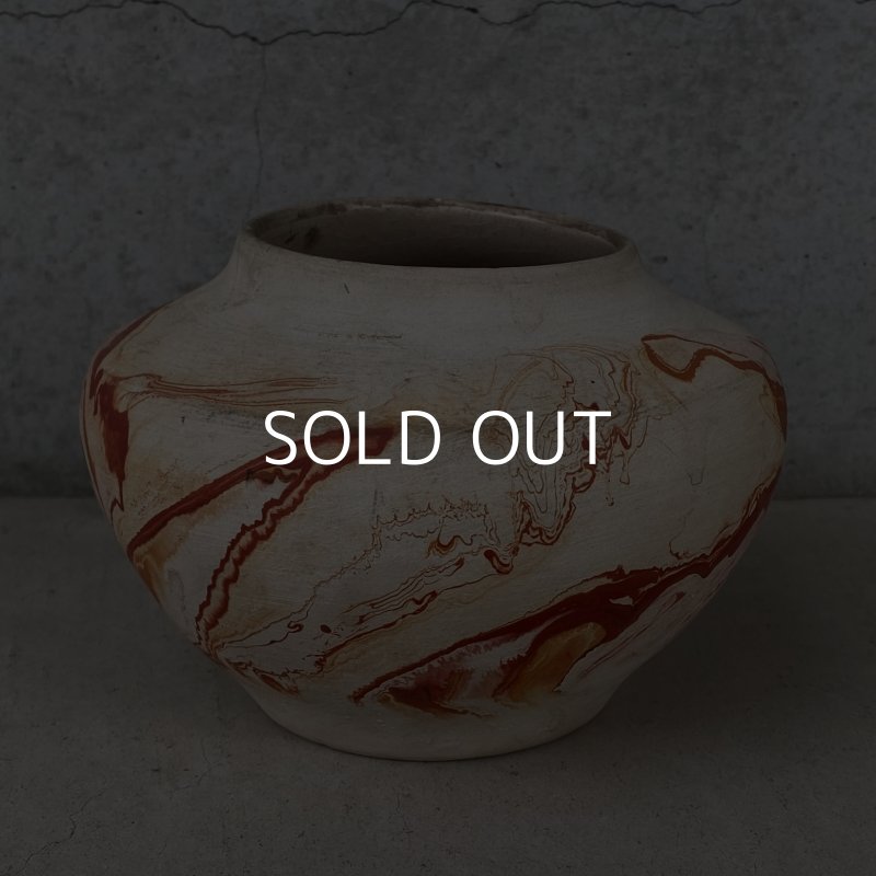 画像1: VINTAGE ANTIQUE NEMADJI POTTERY INDIAN ヴィンテージ アンティーク ネマジ ポタリー 陶器 花瓶 / インディアン コレクタブル オブジェ インテリア 鉢 壺 フラワーベース  赤色 アメリカ