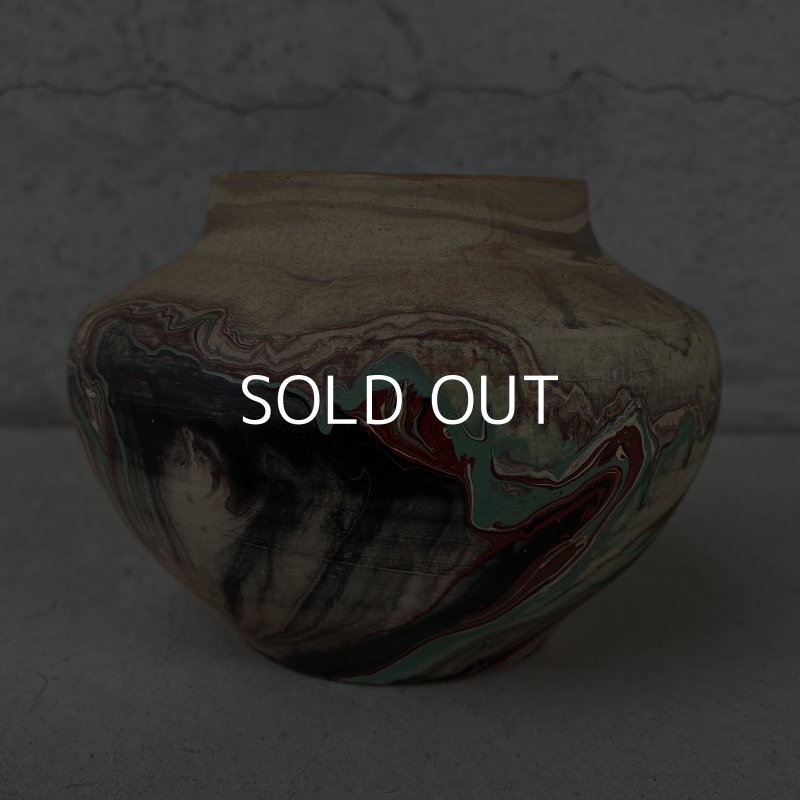 画像1: VINTAGE ANTIQUE NEMADJI POTTERY INDIAN NATIVE CLAY ヴィンテージ アンティーク ネマジ ポタリー ネイティブクレイ 陶器 花瓶 / インディアン コレクタブル オブジェ インテリア 鉢 壺 フラワーベース  アメリカ
