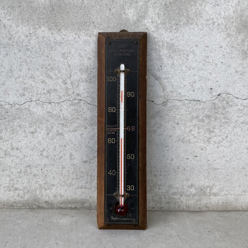 画像1: VINTAGE ANTIQUE THERMOMETER ヴィンテージ アンティーク 温度計 / コレクタブル オブジェ ディスプレイ ウッド 雑貨 木製 アメリカ (1)