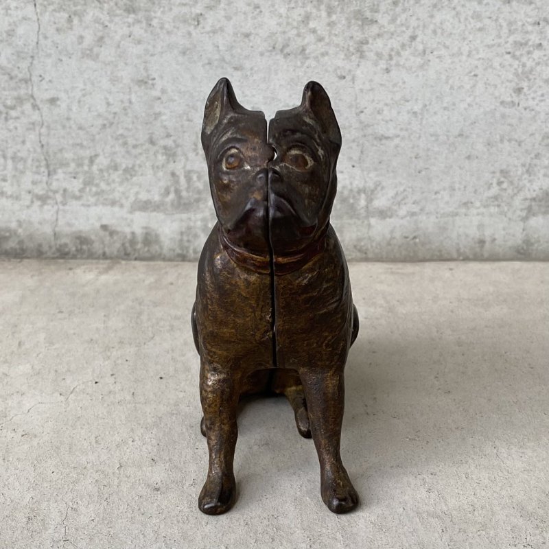 画像2: VINTAGE COINBANK PIGGY BANK  BOXER DOG ヴィンテージ 貯金箱 コインバンク / コレクタブル オブジェ キャストアイアン ボクサー 犬 動物 鋳物 置物 アメリカ (1)