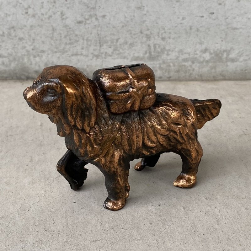 画像1: VINTAGE COINBANK PIGGY BANK  JAPANNED ST BERNARD ヴィンテージ ジャパンド 貯金箱 コインバンク / ジャパンカラー コレクタブル オブジェ セントバーナード 犬 動物 鋳物 置物 アメリカ (3)