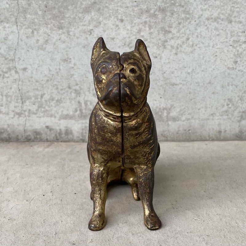画像2: VINTAGE COINBANK PIGGY BANK  BOXER DOG ヴィンテージ 貯金箱 コインバンク / コレクタブル オブジェ キャストアイアン ボクサー 犬 動物 鋳物 置物 アメリカ (2)