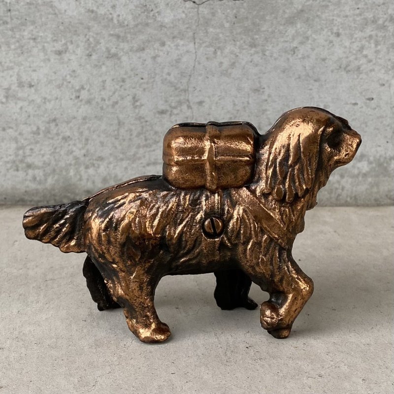 画像4: VINTAGE COINBANK PIGGY BANK  JAPANNED ST BERNARD ヴィンテージ ジャパンド 貯金箱 コインバンク / ジャパンカラー コレクタブル オブジェ セントバーナード 犬 動物 鋳物 置物 アメリカ (3)