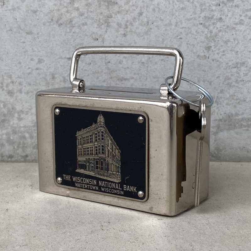 画像1: VINTAGE ANTIQUE COIN BANK AUTOMATIC RECORDING SAFE CO ヴィンテージ アンティーク コインバンク 貯金箱 / コレクタブル オブジェ インテリア ノベルティー 銀行 鍵付き アメリカ USA 
