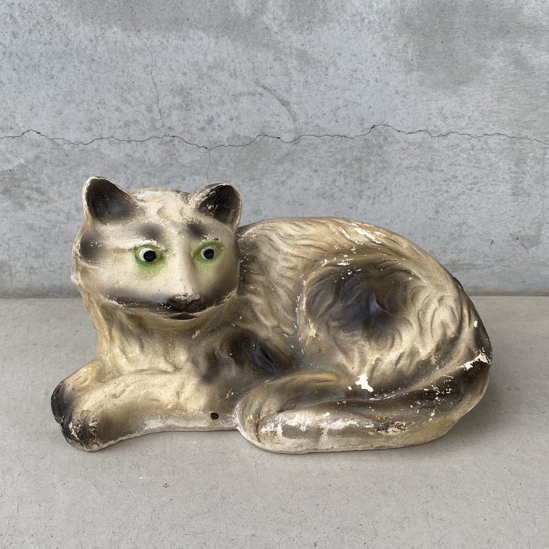 画像1: VINTAGE ANTIQUE CAT CHALKWEAR ヴィンテージ アンティーク 猫 ねこ チョークウェア オブジェ / コレクタブル ディスプレイ インテリア  置物 動物 アメリカ (2)