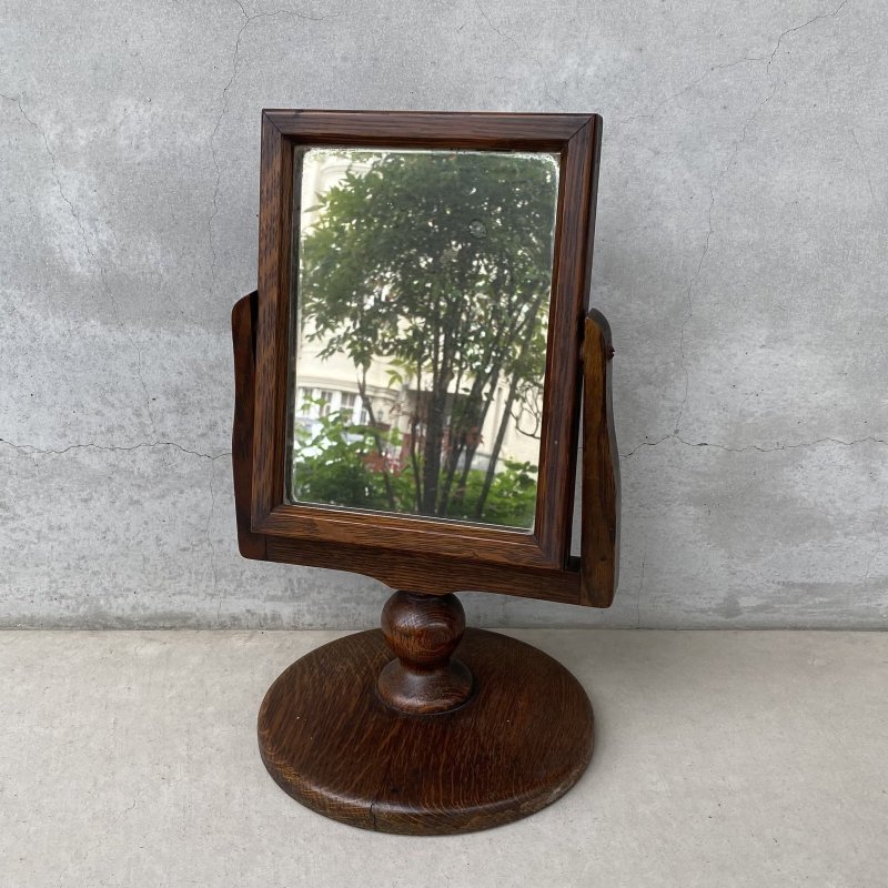 画像1: VINTAGE ANTIQUE MIRROR HAMILTON ヴィンテージ アンティーク スタンドミラー 鏡  / 卓上ミラー インテリア ディスプレイ ウッド 木製 雑貨 店舗什器 アメリカ USA