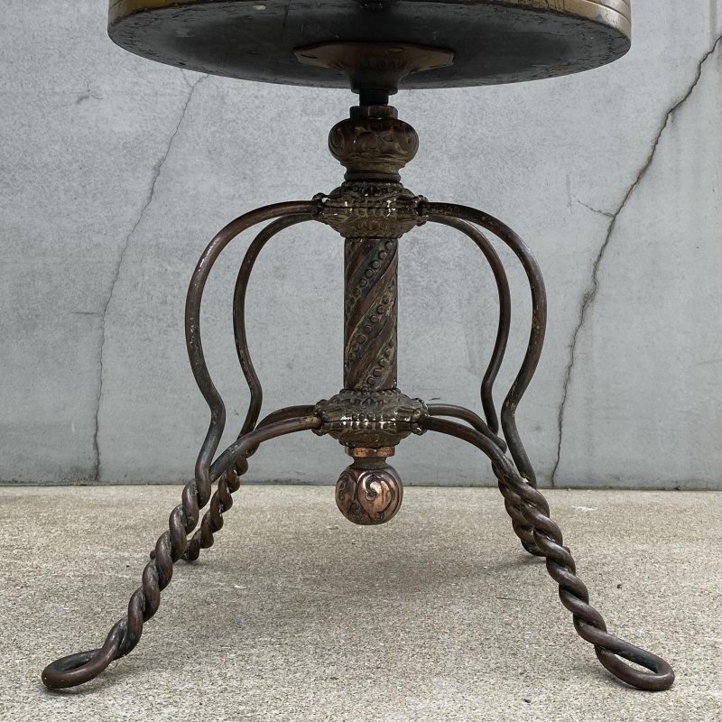 画像7: VINTAGE ANTIQUE TONK PIANO CHAIR STOOL  ヴィンテージ アンティーク ピアノチェア スツール 椅子 / 回転いす ウッド アイアン 木製 鉄 家具 店舗什器 アメリカ (2)