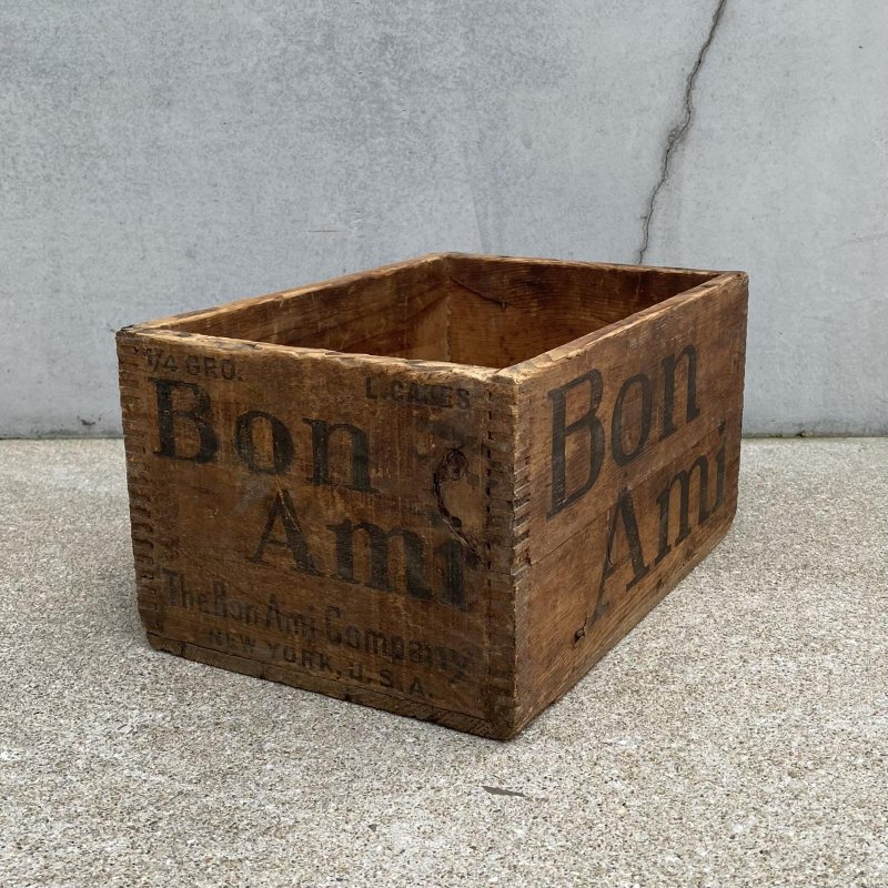 画像1: VINTAGE ANTIQUE WOOD CRATE WOODEN BOX BON AMI ヴィンテージ アンティーク ウッドボックス 木箱 / コレクタブル 収納 ケース ガレージ ガーデニング 店舗什器 アメリカ USA  