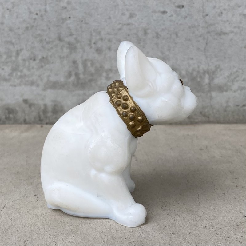 画像4: VINTAGE ANTIQUE  BULLDOG ヴィンテージ アンティーク フレンチブルドッグ オブジェ / コレクタブル ディスプレイ インテリア ガラス 置物 犬 動物 白色 アメリカ