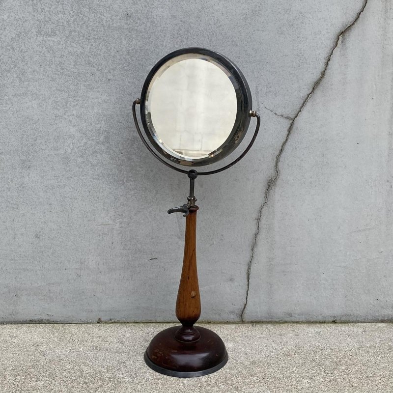 画像1: VINTAGE ANTIQUE MIRROR ヴィンテージ アンティーク スタンドミラー 鏡 / 卓上ミラー シェービングミラー インテリア ディスプレイ ウッド 木製 雑貨 店舗什器 化粧 アメリカ (3)
