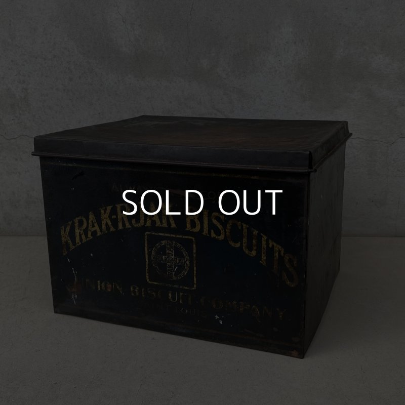 画像1: VINTAGE ANTIQUE KRAK-R-JAK  THE UNION BISCUIT CO. TIN CAN ヴィンテージ アンティーク  クラッカージャック ティン 缶 箱 ボックス / アドバタイジング  ビスケット ブリキ 小物入れ 収納 雑貨 企業物 アメリカ  