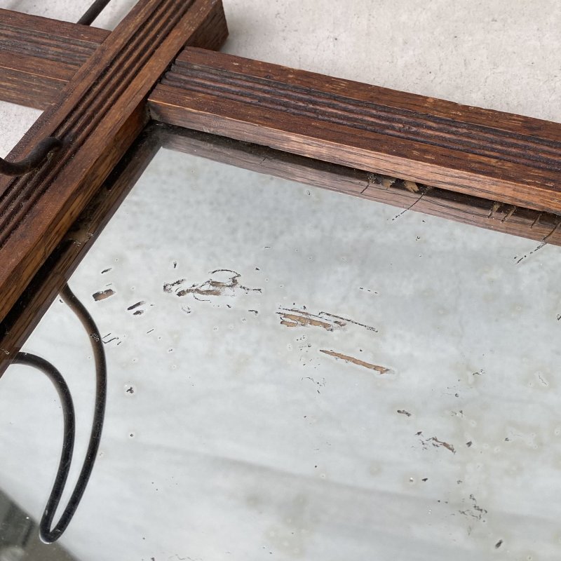 画像4: VINTAGE ANTIQUE WALL MIRROR ヴィンテージ アンティーク 鏡 ミラー 壁掛けミラー ウォールミラー / フック付き ウォールラック インテリア ウッド 木製 店舗什器 アメリカ 