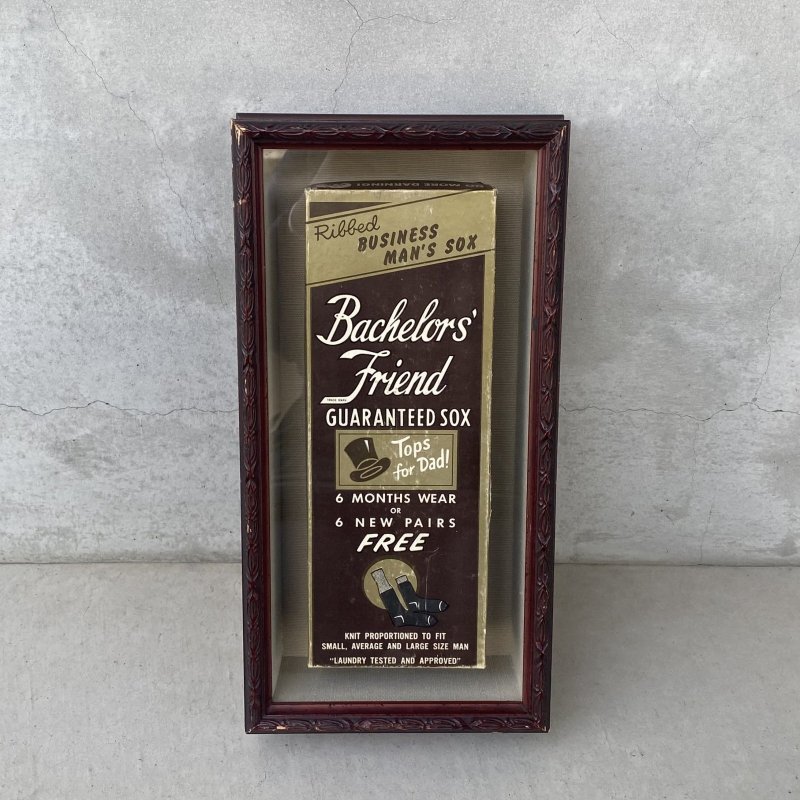 画像1: VINTAGE ANTIQUE BACHELOR'S FRIEND GUARANTEED SOX BOX ヴィンテージ アンティーク パッケージ 箱 / アドバタイジング コレクタブル ソックス ウォールインテリア ディスプレイ 企業物 アメリカ