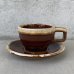 画像1: VINTAGE ANTIQUE CUP AND SAUCER ヴィンテージ アンティーク カップ＆ソーサー マグ 食器 陶器 / コーヒーカップ ブラウン 茶色 カフェ 喫茶店 店舗什器 アメリカ (2) (1)