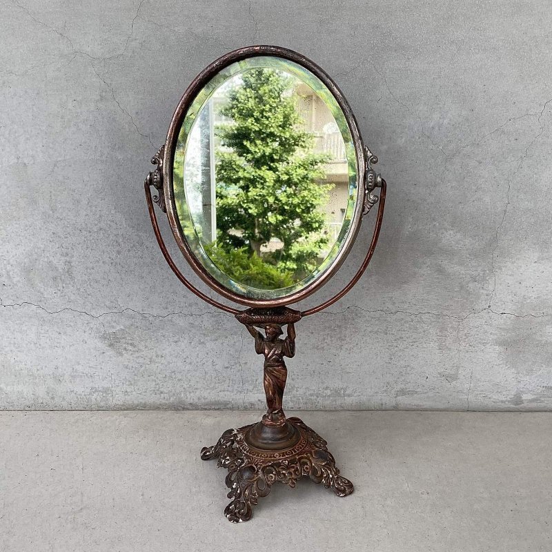 画像1: VINTAGE ANTIQUE STAND MIRROR GOLDEN MFG CO. ヴィンテージ アンティーク スタンドミラー 鏡 / 卓上ミラー インテリア ディスプレイ 雑貨 店舗什器 化粧  アメリカ