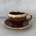 画像1: VINTAGE ANTIQUE CUP AND SAUCER ヴィンテージ アンティーク カップ＆ソーサー マグ 食器 陶器 / コーヒーカップ ブラウン 茶色 カフェ 喫茶店 店舗什器 アメリカ (1) (1)