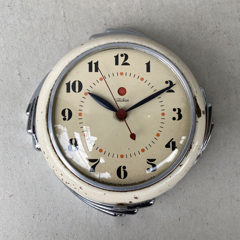 画像1: VINTAGE ANTIQUE WALL CLOCK  TELECHRON KITCHEN CLOCK ヴィンテージ アンティーク テレクロン ウォールクロック 壁掛け時計 キッチンクロック / インテリア ミッドセンチュリー アイボリー 店舗什器 アメリカ USA