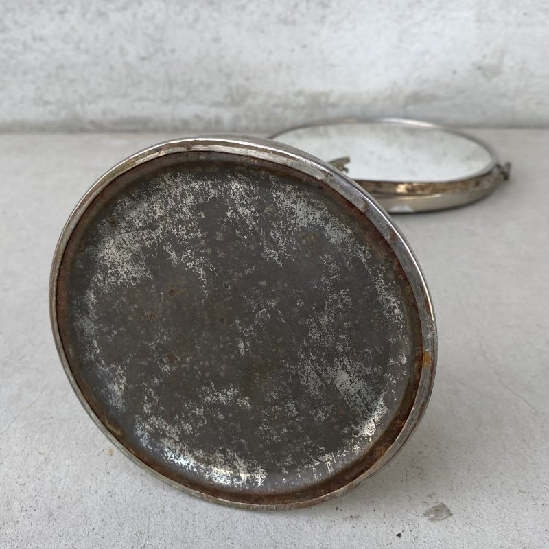 画像9: VINTAGE ANTIQUE MIRROR ヴィンテージ アンティーク スタンドミラー 鏡 / 卓上ミラー シェービングミラー ラウンド インテリア 化粧 店舗什器 アメリカ USA (4)