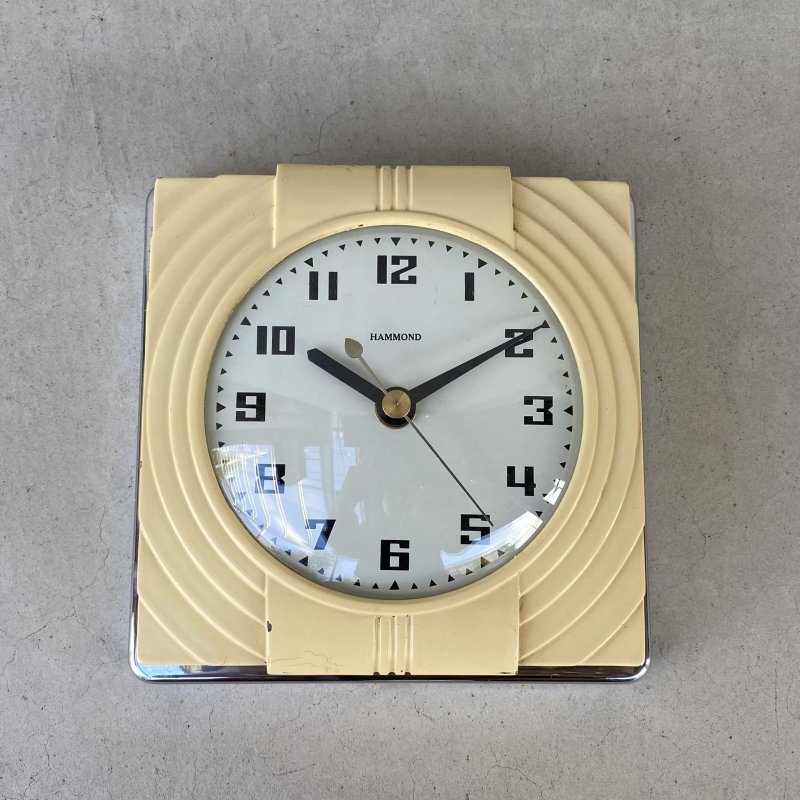 画像1: VINTAGE ANTIQUE HAMMOND WALL CLOCK KITCHEN CLOCK ヴィンテージ アンティーク ウォールクロック ハモンド 壁掛け時計 / キッチンクロック アイボリー 店舗什器 アメリカ