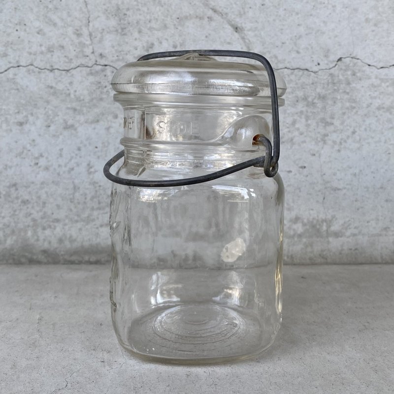 画像4: VINTAGE ANTIQUE BALL IDEAL JAR ヴィンテージ アンティーク ボール ジャー ガラス瓶 アメリカ / ワイヤー付き クリアー ディスプレイ ボトル 小物入れ 収納 店舗什器 (3)