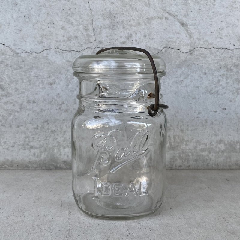 画像1: VINTAGE ANTIQUE BALL IDEAL JAR ヴィンテージ アンティーク ボール ジャー ガラス瓶 アメリカ / ワイヤー付き クリアー ディスプレイ ボトル 小物入れ 収納 店舗什器 (4)
