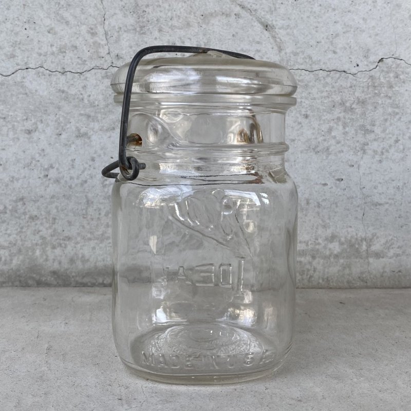 画像2: VINTAGE ANTIQUE BALL IDEAL JAR ヴィンテージ アンティーク ボール ジャー ガラス瓶 アメリカ / ワイヤー付き クリアー ディスプレイ ボトル 小物入れ 収納 店舗什器 (3)