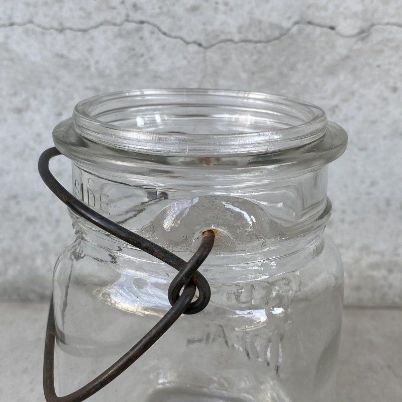画像9: VINTAGE ANTIQUE BALL IDEAL JAR ヴィンテージ アンティーク ボール ジャー ガラス瓶 アメリカ / ワイヤー付き クリアー ディスプレイ ボトル 小物入れ 収納 店舗什器 (4)