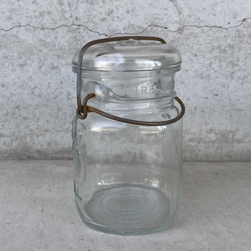 画像4: VINTAGE ANTIQUE BALL IDEAL JAR ヴィンテージ アンティーク ボール ジャー ガラス瓶 アメリカ / ワイヤー付き クリアー ディスプレイ ボトル 小物入れ 収納 店舗什器 (2)