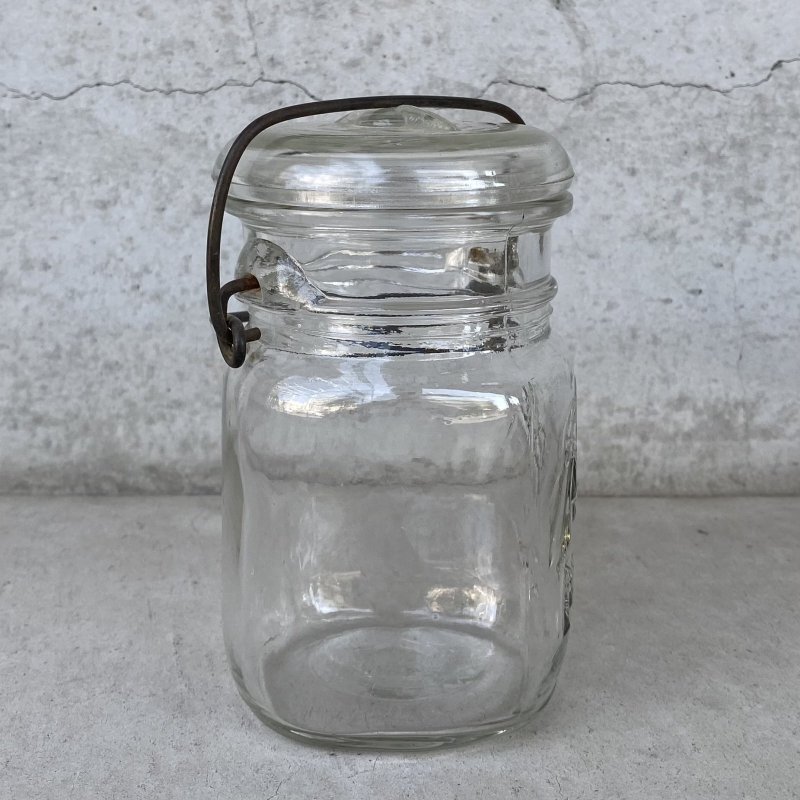 画像3: VINTAGE ANTIQUE BALL IDEAL JAR ヴィンテージ アンティーク ボール ジャー ガラス瓶 アメリカ / ワイヤー付き クリアー ディスプレイ ボトル 小物入れ 収納 店舗什器 (4)