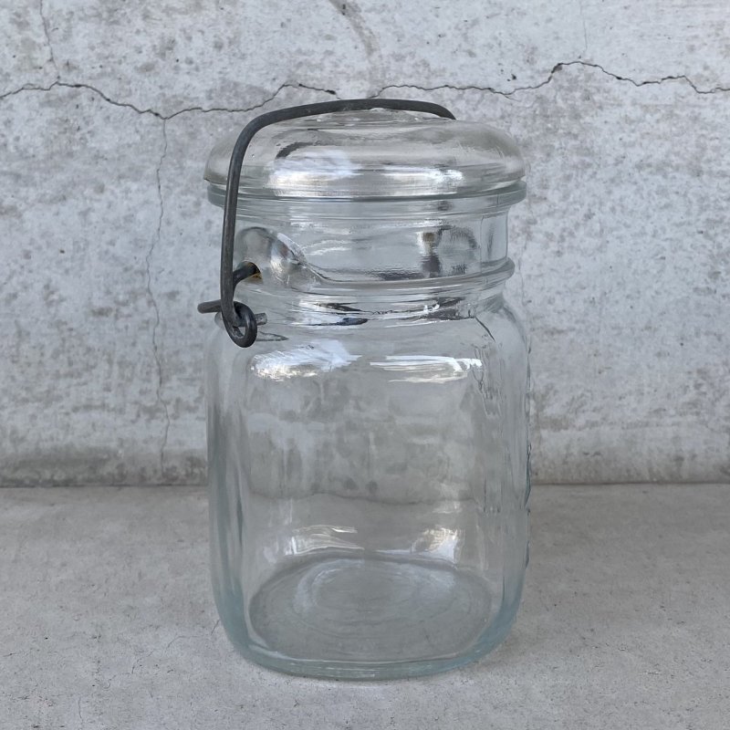 画像3: VINTAGE ANTIQUE BALL IDEAL JAR ヴィンテージ アンティーク ボール ジャー ガラス瓶 アメリカ / ワイヤー付き クリアー ディスプレイ ボトル 小物入れ 収納 店舗什器 (1)