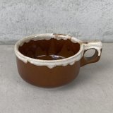 VINTAGE ANTIQUE SOUP MUG ヴィンテージ アンティーク スープマグ スープカップ 食器 陶器 /  ブラウン 茶色 カフェ 喫茶店 店舗什器 アメリカ (6)