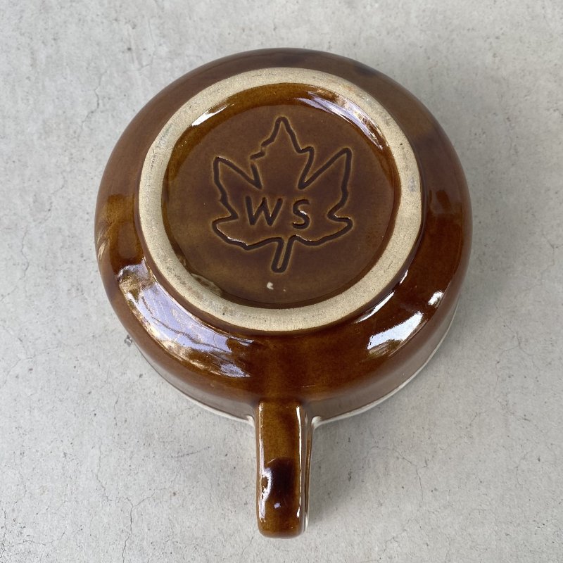 画像7: VINTAGE ANTIQUE SOUP MUG ヴィンテージ アンティーク スープマグ スープカップ 食器 陶器 /  ブラウン 茶色 カフェ 喫茶店 店舗什器 アメリカ (6)