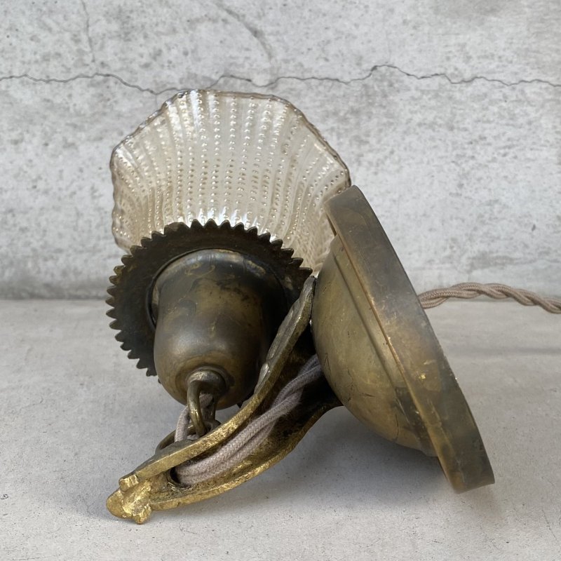 画像4: VINTAGE ANTIQUE LAMP LIGHT WALL LAMP ヴィンテージ アンティーク ライト ウォールランプ 壁付け照明 ブラケットランプ / ランプ ガラスシェード 真鍮 店舗什器 アメリカ USA (5)
