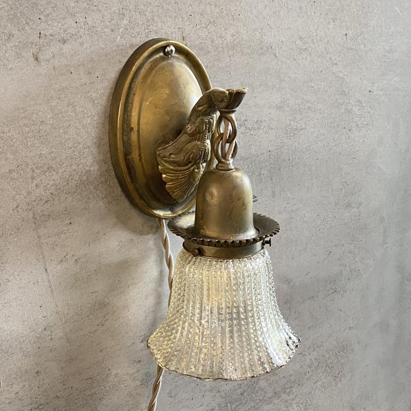 画像3: VINTAGE ANTIQUE LAMP LIGHT WALL LAMP ヴィンテージ アンティーク ライト ウォールランプ 壁付け照明 ブラケットランプ / ランプ ガラスシェード 真鍮 店舗什器 アメリカ USA (5)