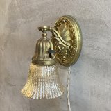 VINTAGE ANTIQUE LAMP LIGHT WALL LAMP GE ヴィンテージ アンティーク ライト ウォールランプ 壁付け照明 ブラケットランプ / ランプ ガラスシェード 真鍮 店舗什器 アメリカ USA (1)