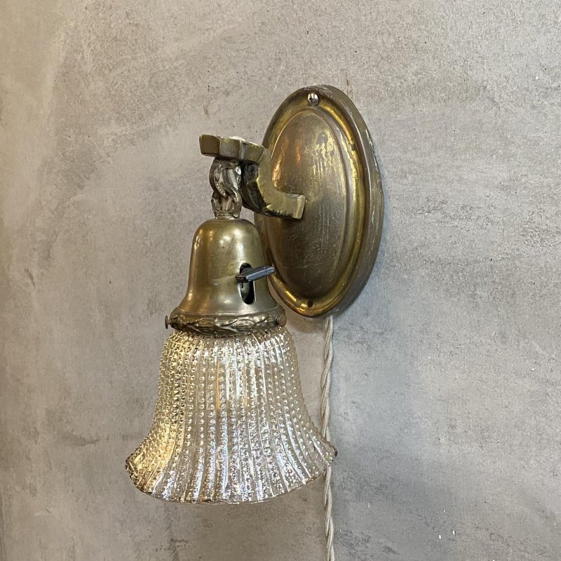画像1: VINTAGE ANTIQUE LAMP LIGHT WALL LAMP ヴィンテージ アンティーク ライト ウォールランプ 壁付け照明 ブラケットランプ / ランプ ガラスシェード 真鍮 店舗什器 アメリカ USA 16