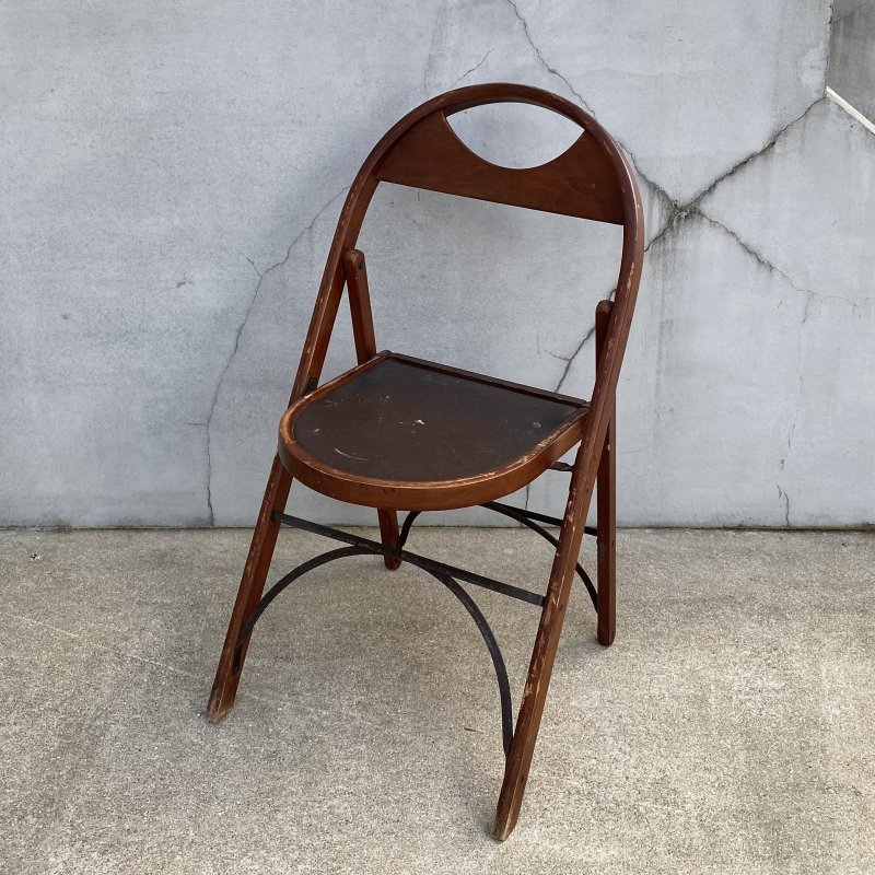画像1: VINTAGE ANTIQUE FOLDING CHAIR ヴィンテージ アンティーク フォールディングチェア 折り畳み椅子 チェア  / ウッド 木製 家具 インテリア ディスプレイ 店舗什器 アメリカ (2)