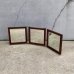 画像1: VINTAGE ANTIQUE WALL MIRROR ヴィンテージ アンティーク 鏡 ミラー 壁掛けミラー ウォールミラー 三面鏡 / ウッド 木製 折り畳み トラベルミラー 店舗什器 アメリカ (1)