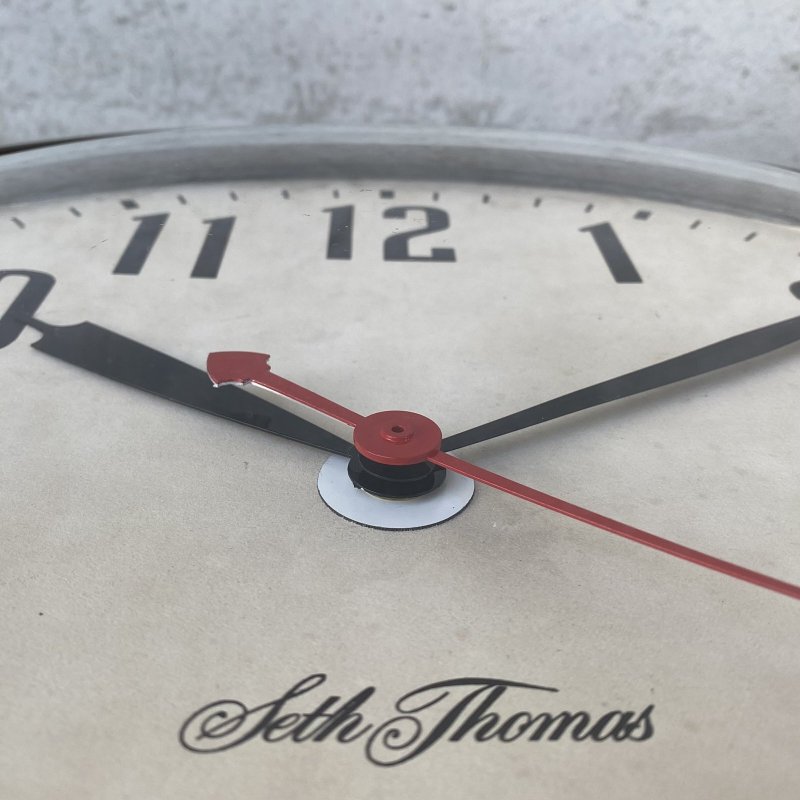 画像7: VINTAGE ANTIQUE WALL CLOCK SETH THOMAS ヴィンテージ アンティーク ウォールクロック セストーマス 壁掛け時計 / スクールクロック アイアン 鉄 丸型 店舗什器 アメリカ (2)