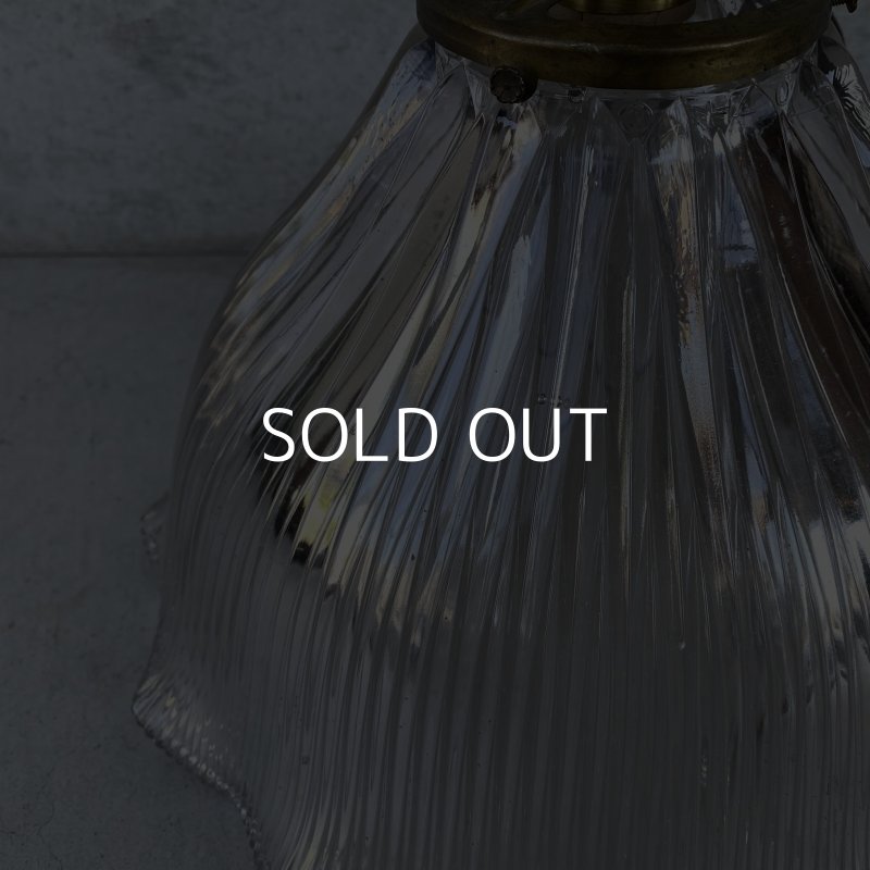 画像7: VINTAGE ANTIQUE HOLOPHANE LAMP ヴィンテージ アンティーク ホロフェーンランプ 天井照明 シーリングランプ / ライト ガラスシェード 店舗什器 アメリカ (2)