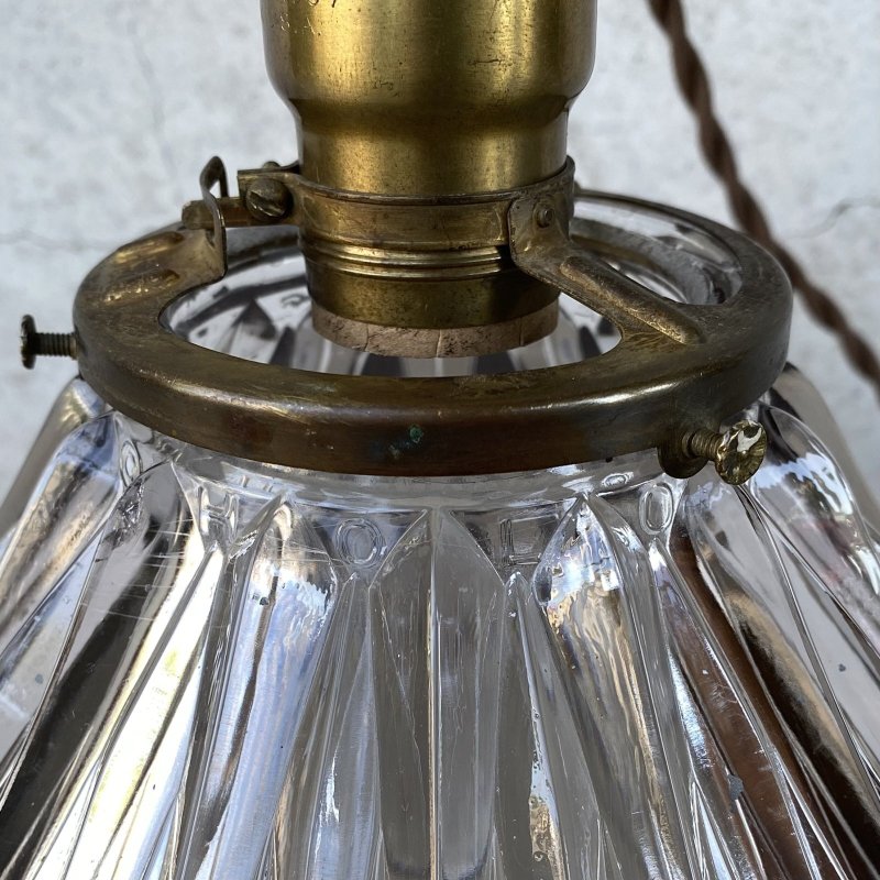 画像9: VINTAGE ANTIQUE HOLOPHANE LAMP ヴィンテージ アンティーク ホロフェーンランプ 天井照明 シーリングランプ / ライト ガラスシェード 店舗什器 アメリカ (1)