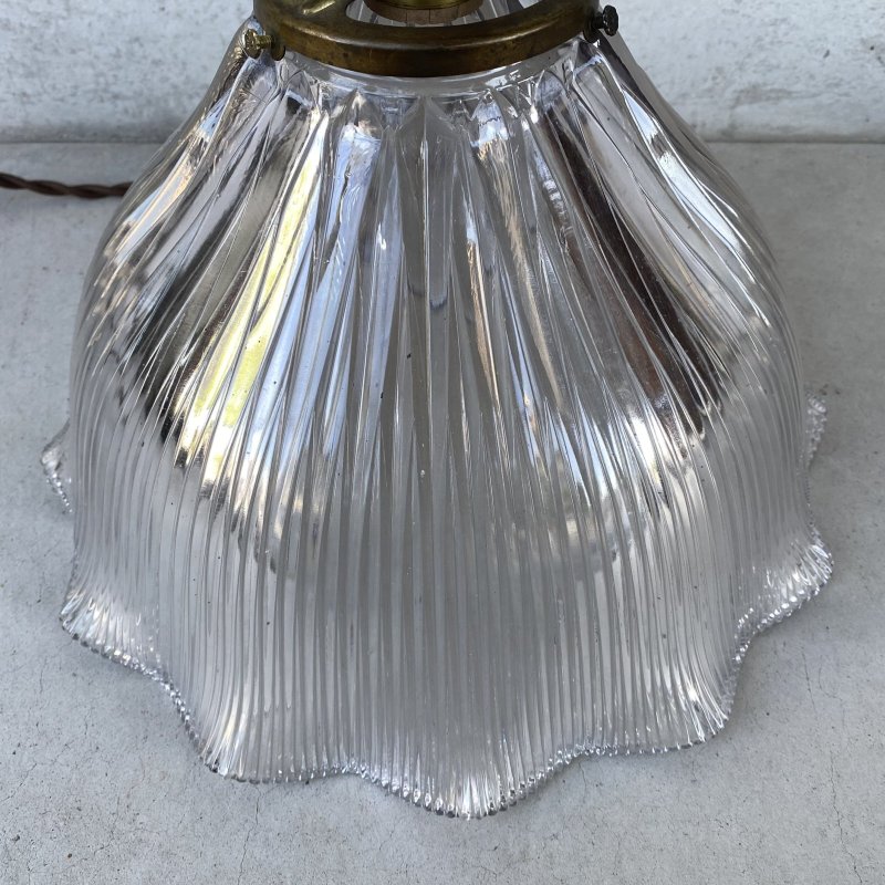 画像5: VINTAGE ANTIQUE HOLOPHANE LAMP ヴィンテージ アンティーク ホロフェーンランプ 天井照明 シーリングランプ / ライト ガラスシェード 店舗什器 アメリカ (2)